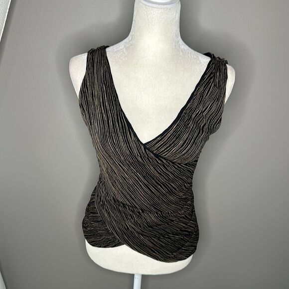 Donna Karan black and gold Sleeveless Wrap Top size XS - Picture 2 of 5